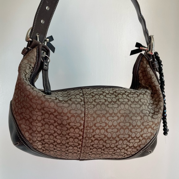 SOLD Y2k Coach Brown Signature Hobo Bag - Picture 2 of 6